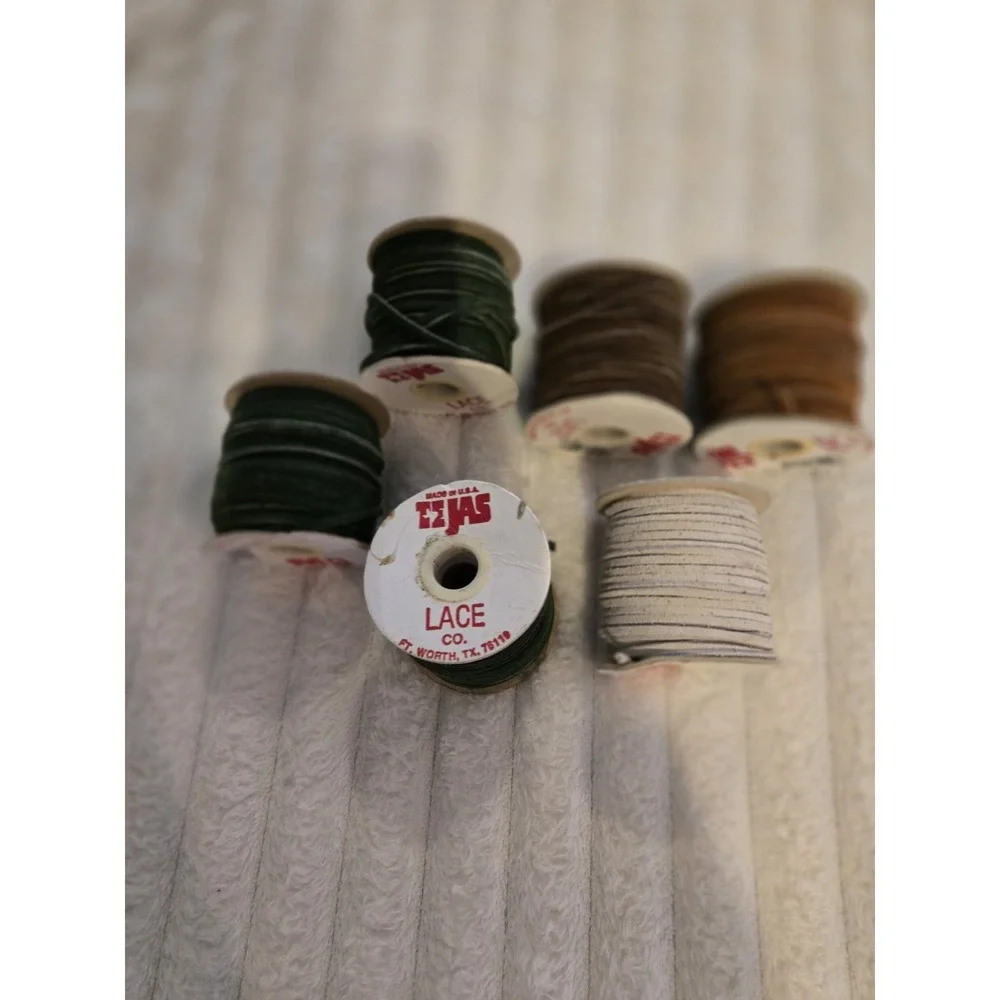 6 Rolls Suede Lace Leather String Green Brown White 1/8